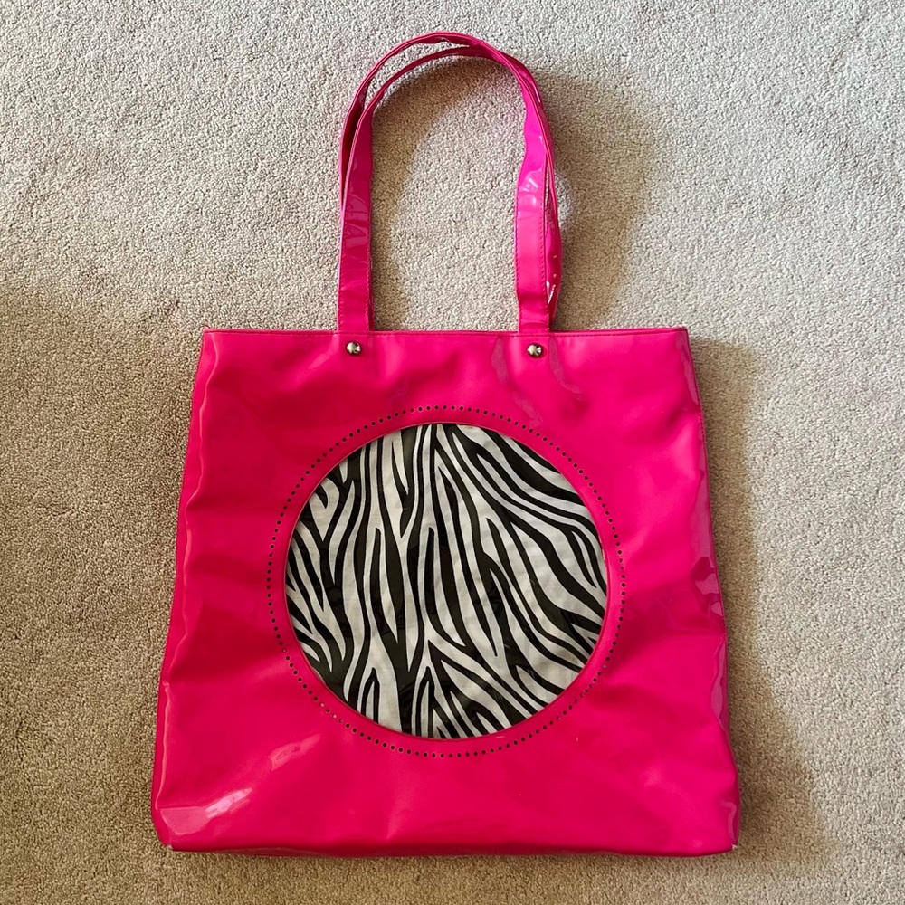 Victoria Secret Hot Pink Peeka Boo See Through Large Tote